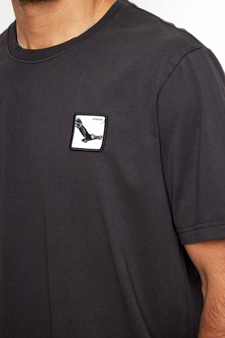 Polera Bat Parche Orgánica Negra Cóndor Hombre