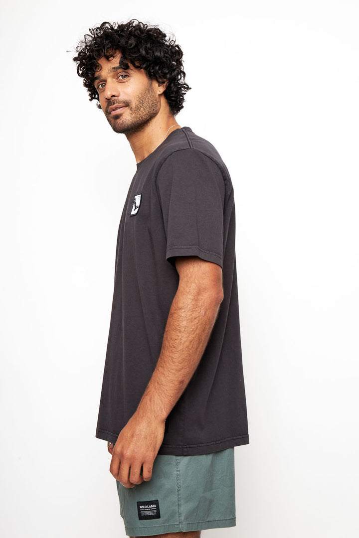 Polera Bat Parche Orgánica Negra Cóndor Hombre