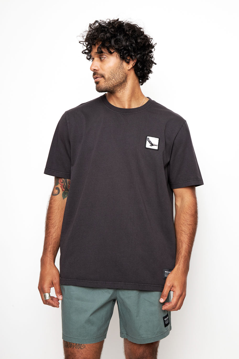 Polera Bat Parche Orgánica Negra Cóndor Hombre