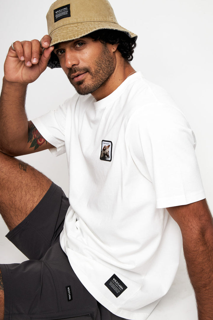 Polera Bat Parche Orgánica Zorro Blanco Hombre
