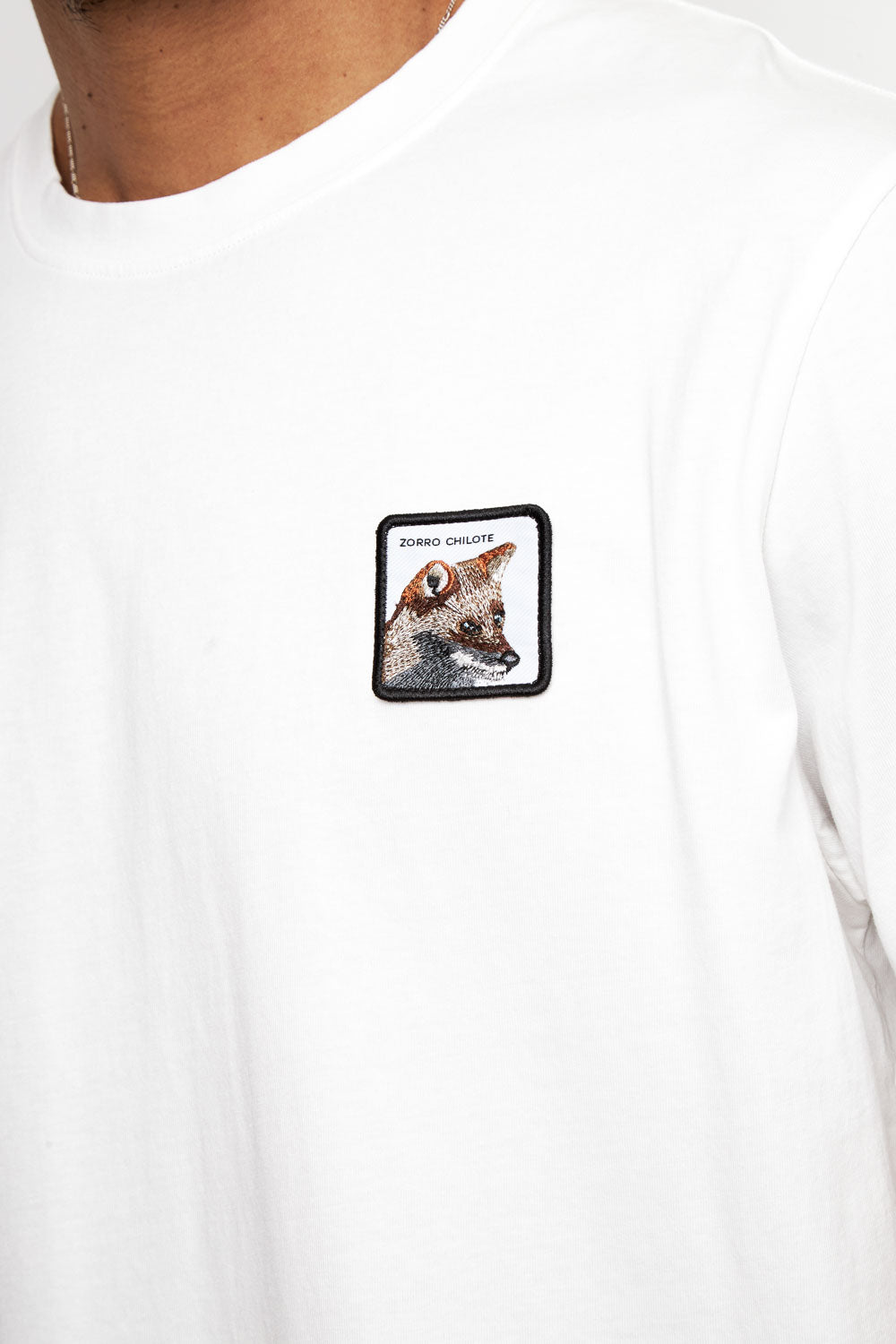Polera Bat Parche Orgánica Zorro Blanco Hombre