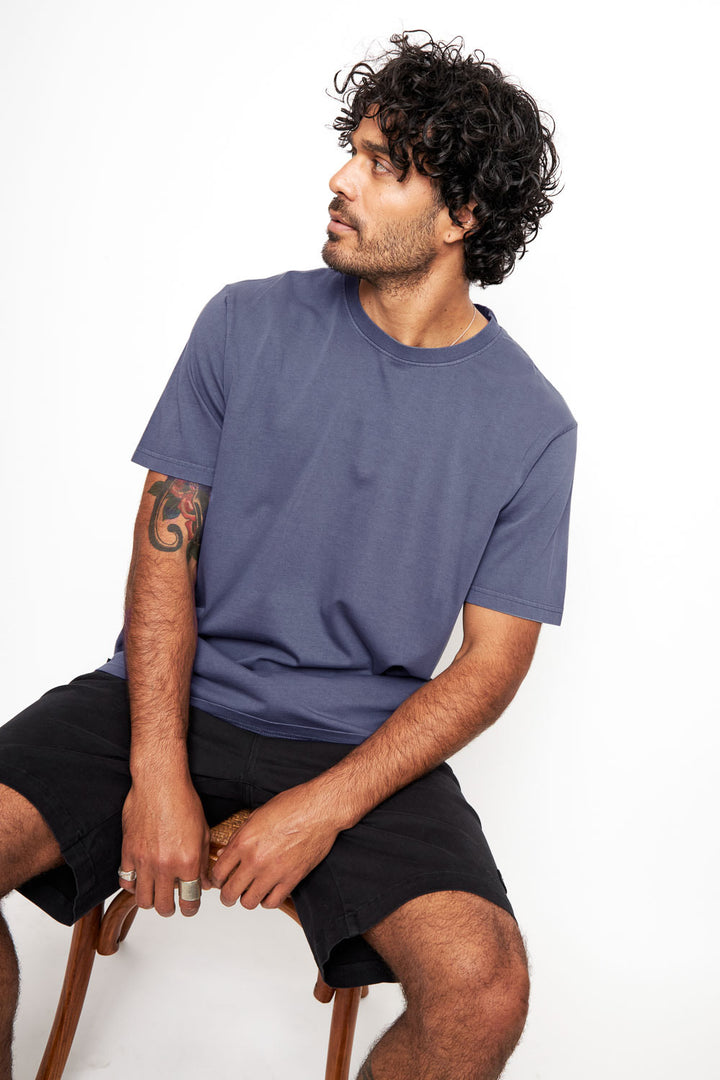 Polera Bat Orgánica Azul Hombre