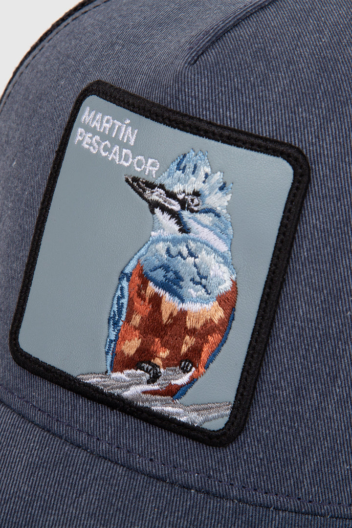 Jockey MartÍn Pescador Algodón Orgánico Azul Lavado Parche Celeste