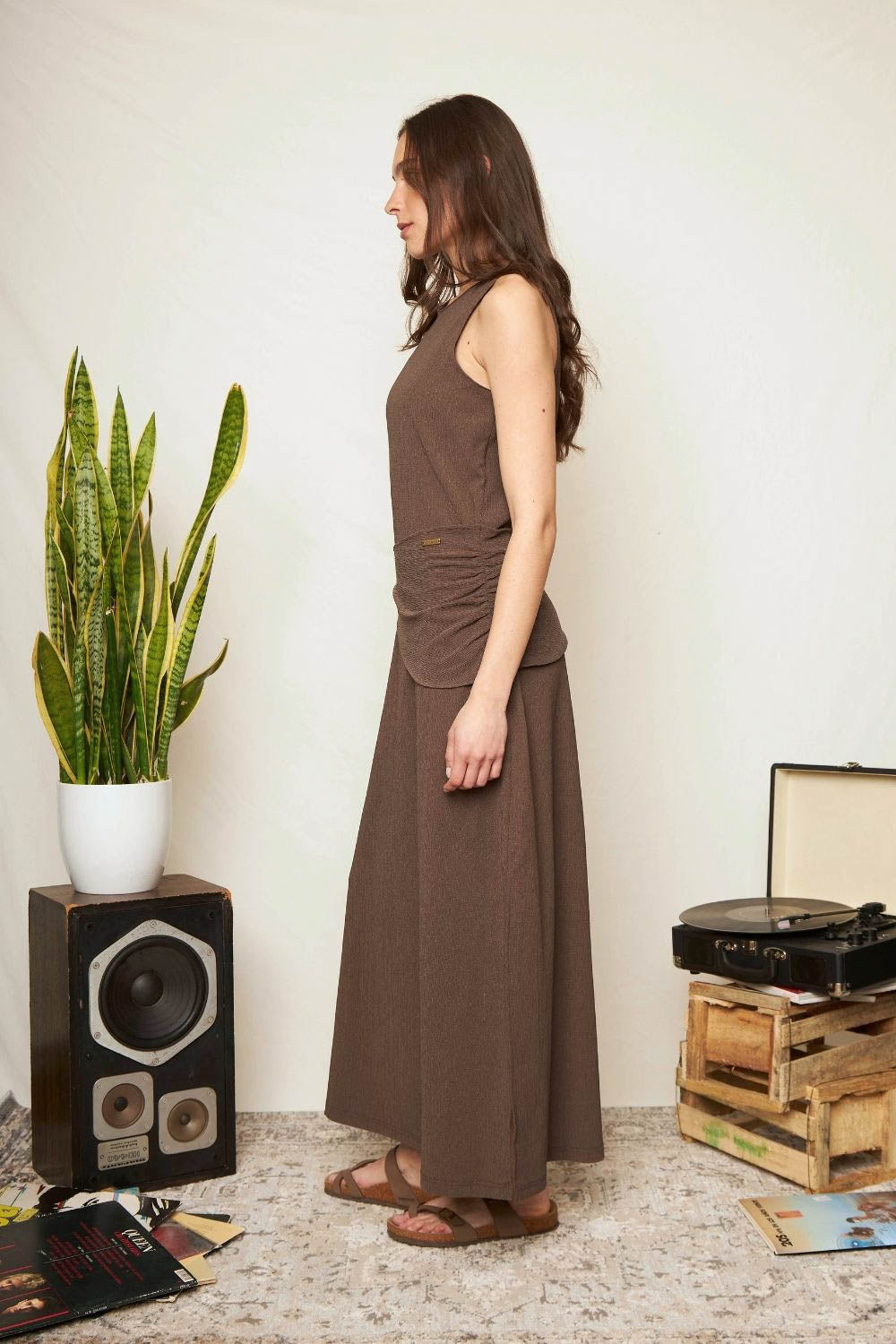 Vestido Elba Reciclado Café Mujer