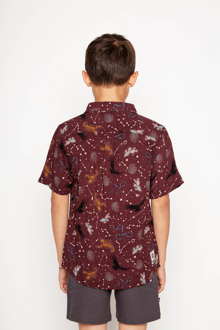 Guayabera Mero Viscosa Burdeo Kids