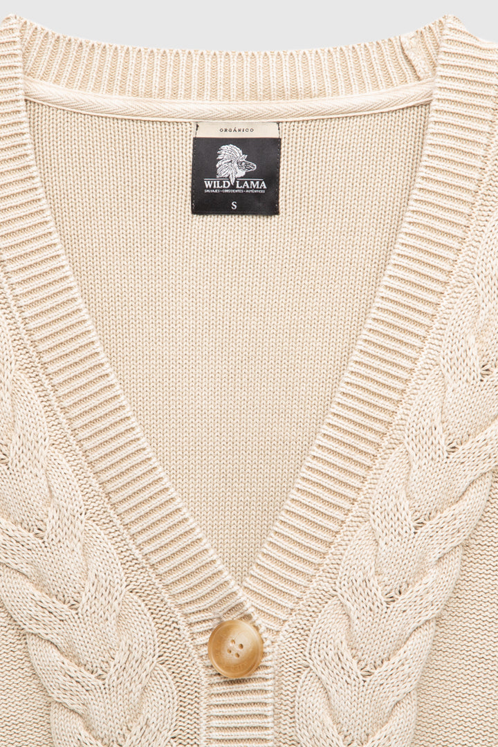 Cardigan Sani Orgánico Beige Mujer