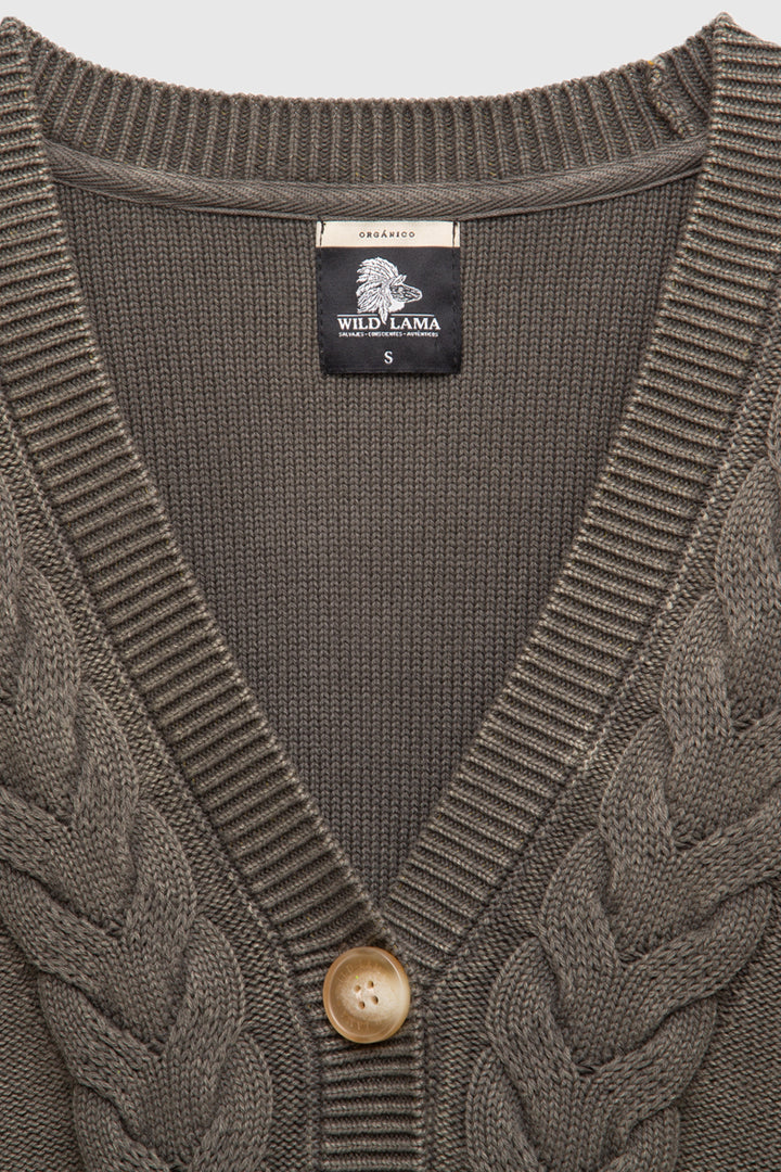 Cardigan Sani Orgánico Verde Mujer