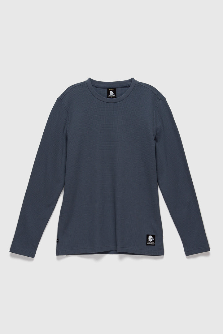 Polera Waffle Orgánica Azul Hombre