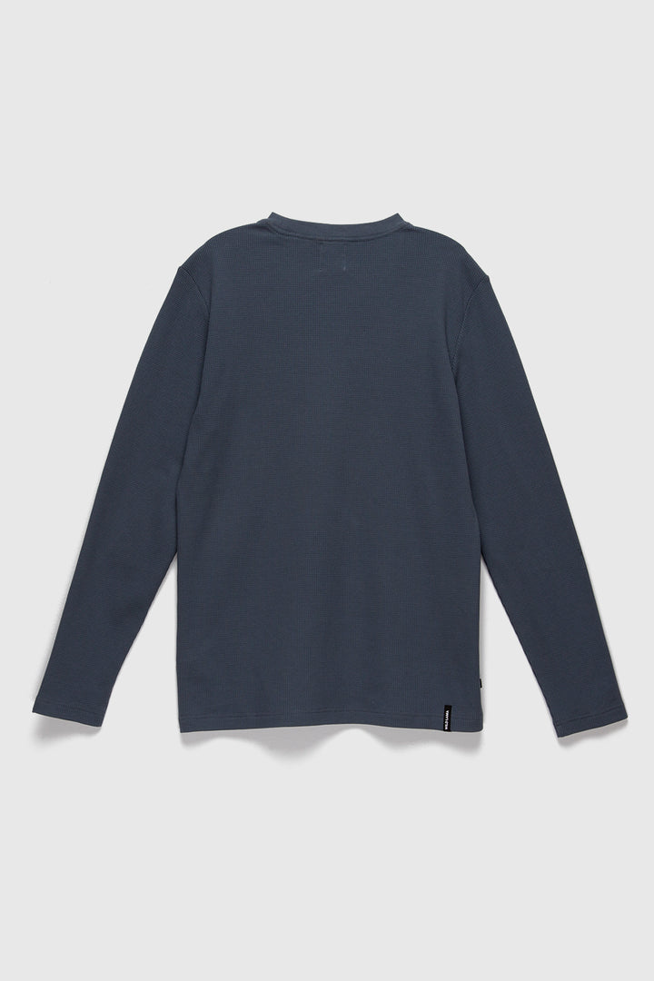 Polera Waffle Orgánica Azul Hombre