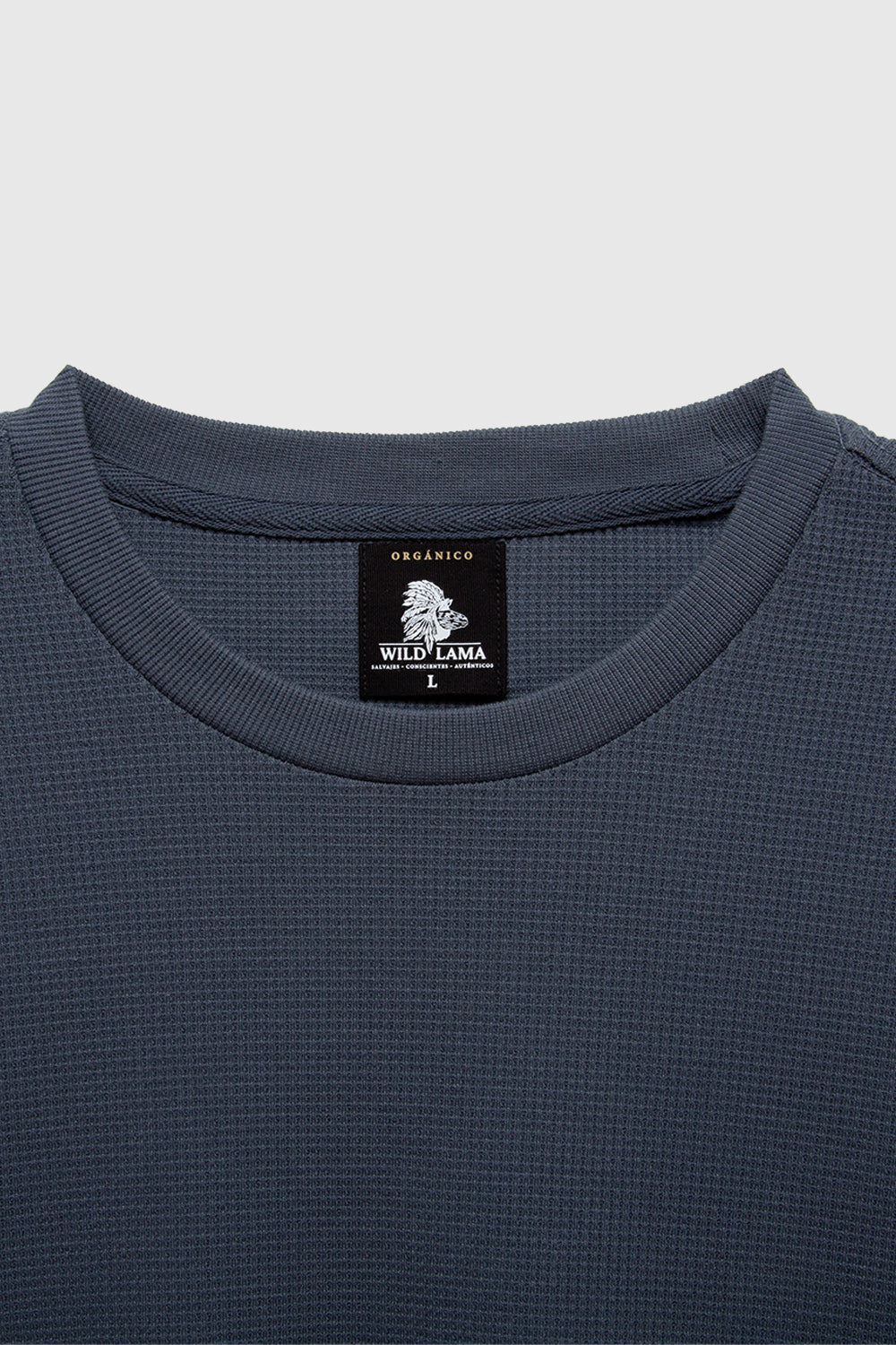 Polera Waffle Orgánica Azul Hombre