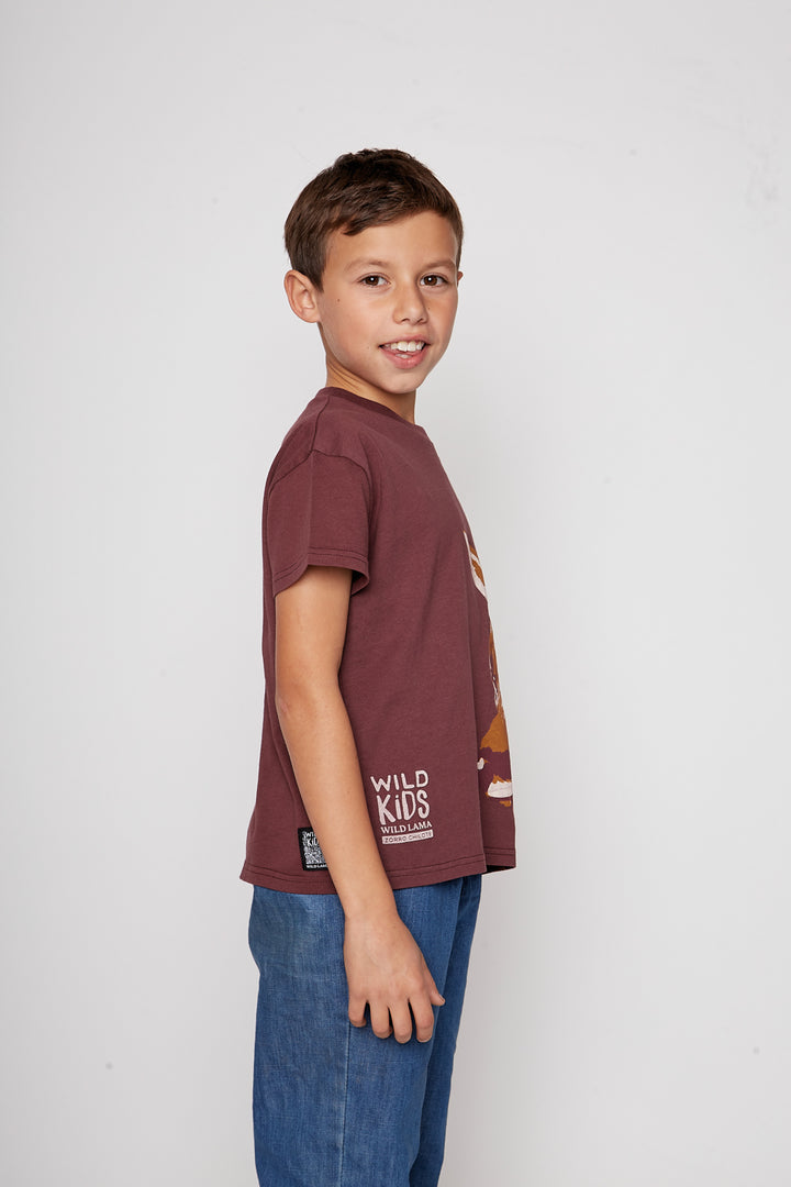 Polera Camota Orgánica Burdeo Kids