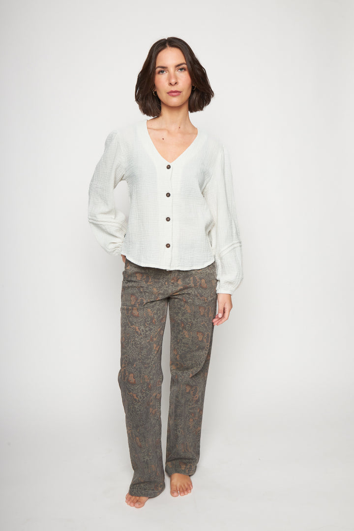 Blusa Lari Orgánica Beige Mujer