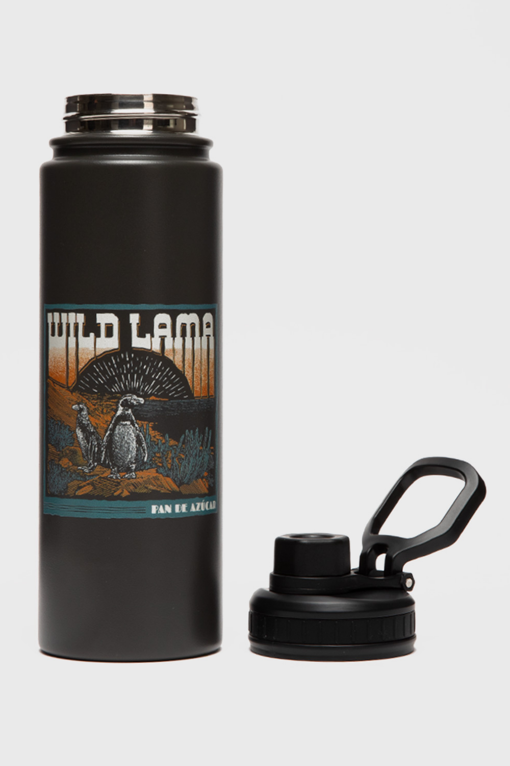 Botella Noa Reciclada Negra Print Pingüino