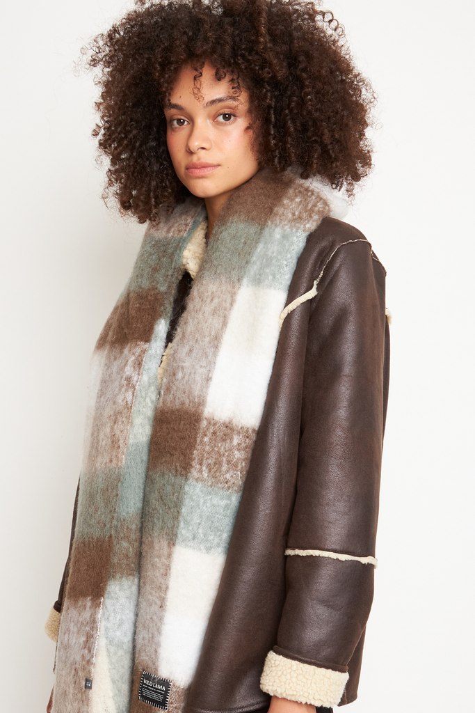 Bufanda Veru Reciclada Tartán Beige – Wild Lama