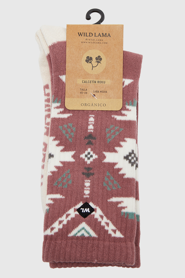 Calcetín Urbano Roku Orgánico Tribal Rosa Viejo