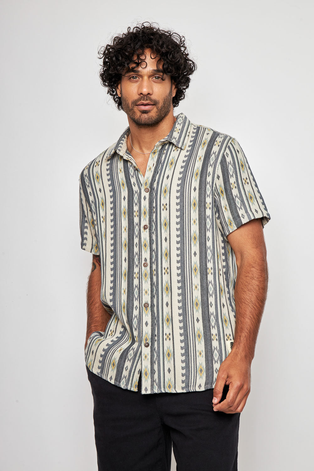 Camisa Kaz Orgánica Print Beige Hombre