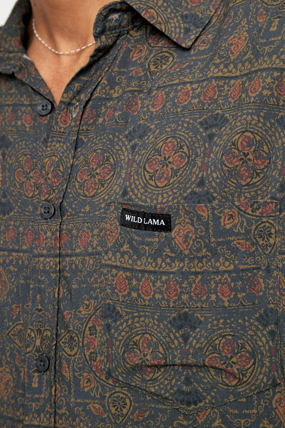 Camisa Mero Boho Azul Camel Hombre ECOVERO™