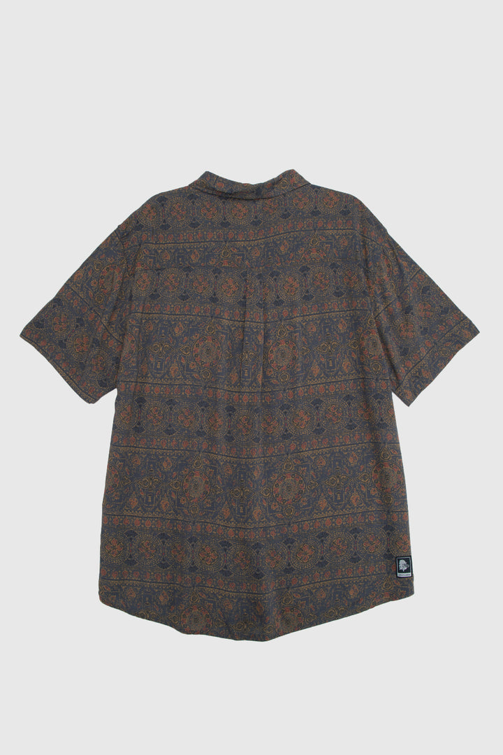 Camisa Mero Boho Azul Camel Hombre ECOVERO™