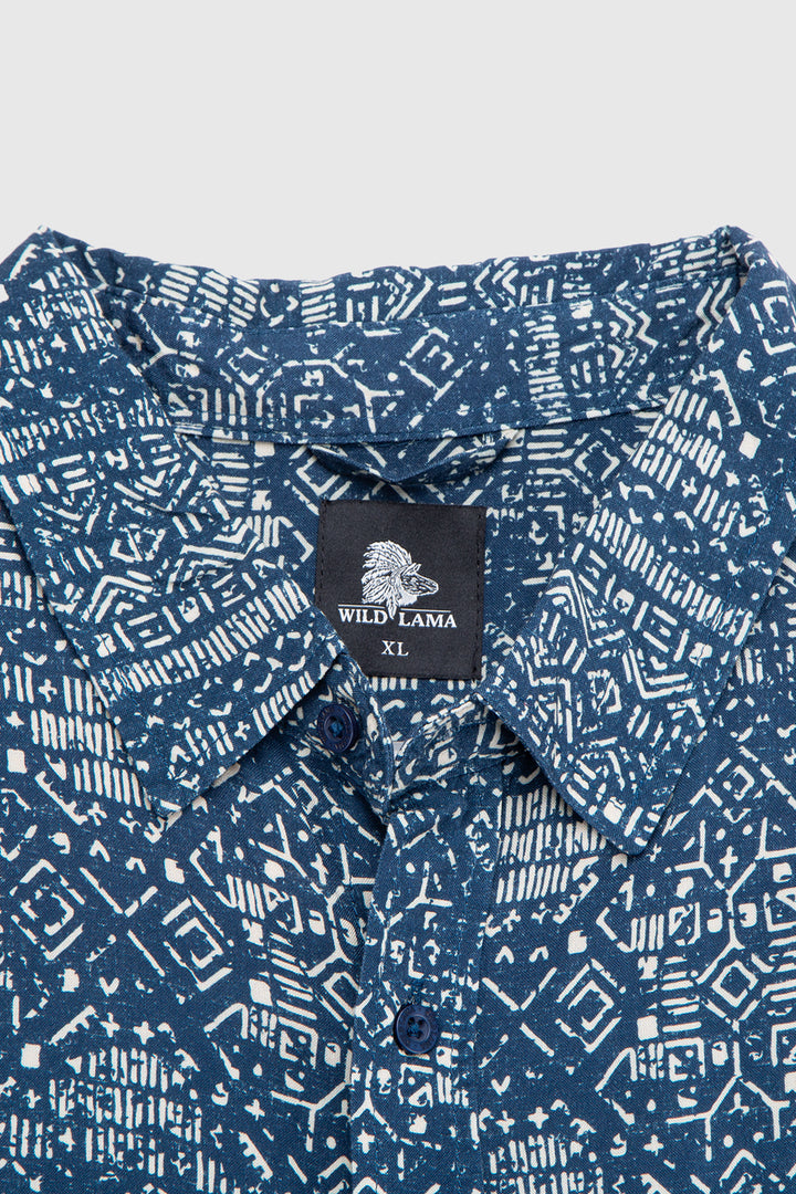 Camisa Mero Tribal Azul Hombre ECOVERO™