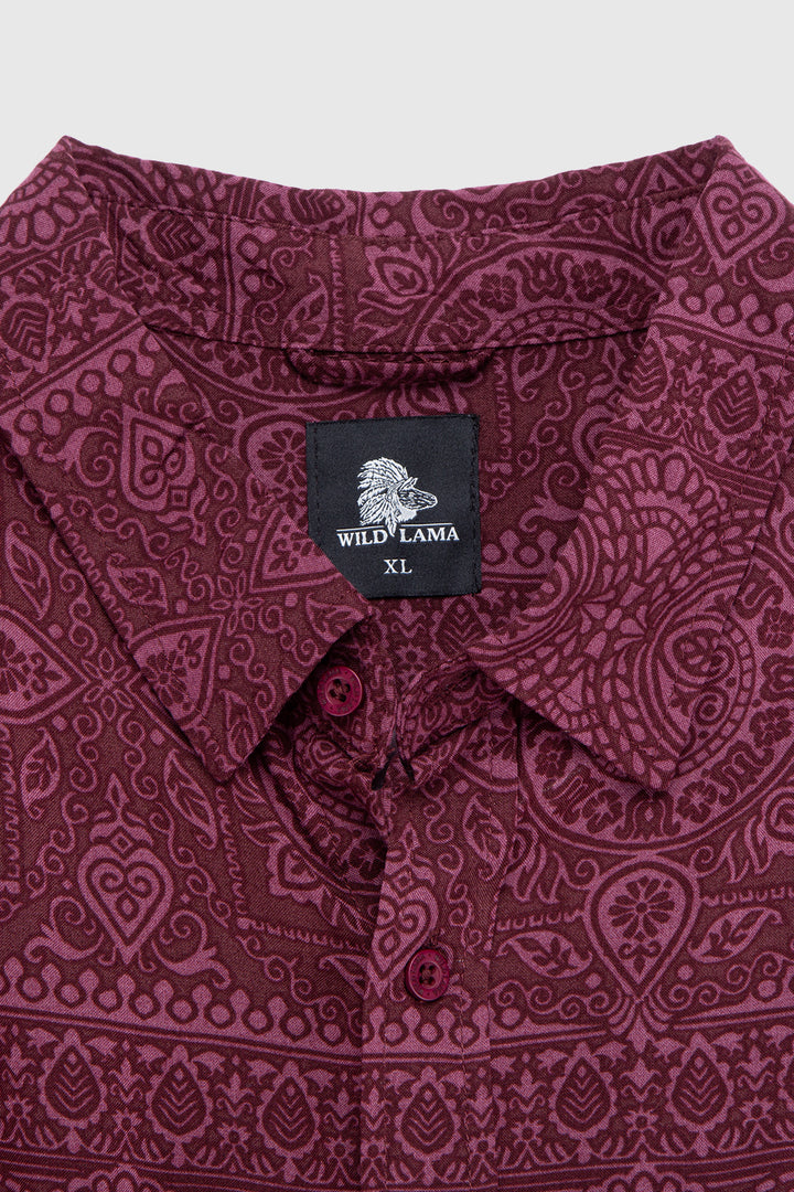 Camisa Mero Tribal Burdeo Hombre ECOVERO™