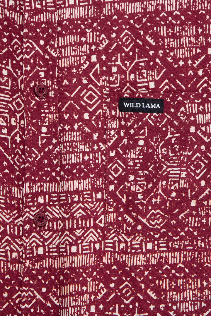 Camisa Mero Tribal Crudo Burdeo Hombre ECOVERO™