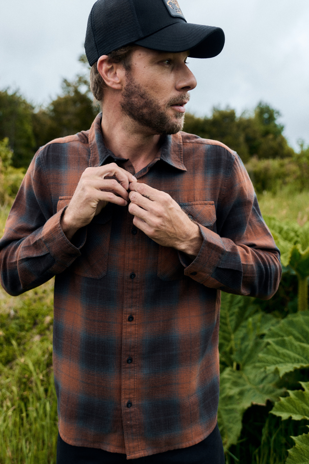 Camisa Pagoda Orgánica Terracota Hombre