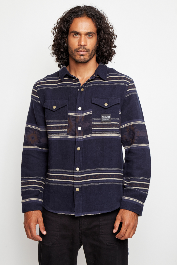 Camisa Serbal Orgánica Azul y Blanco Hombre
