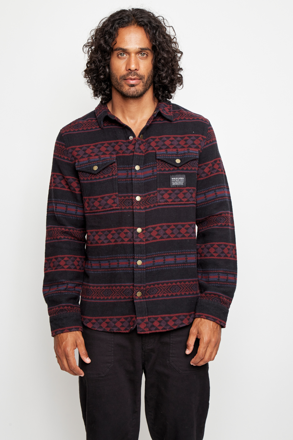 Camisa Serbal Orgánica Full Print Burdeo Hombre
