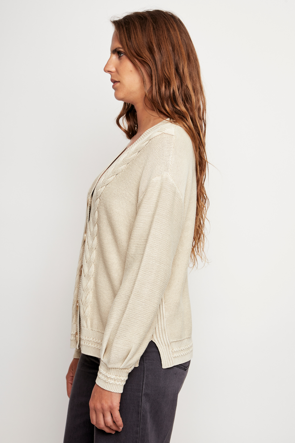 Cardigan Sani Orgánico Beige Mujer