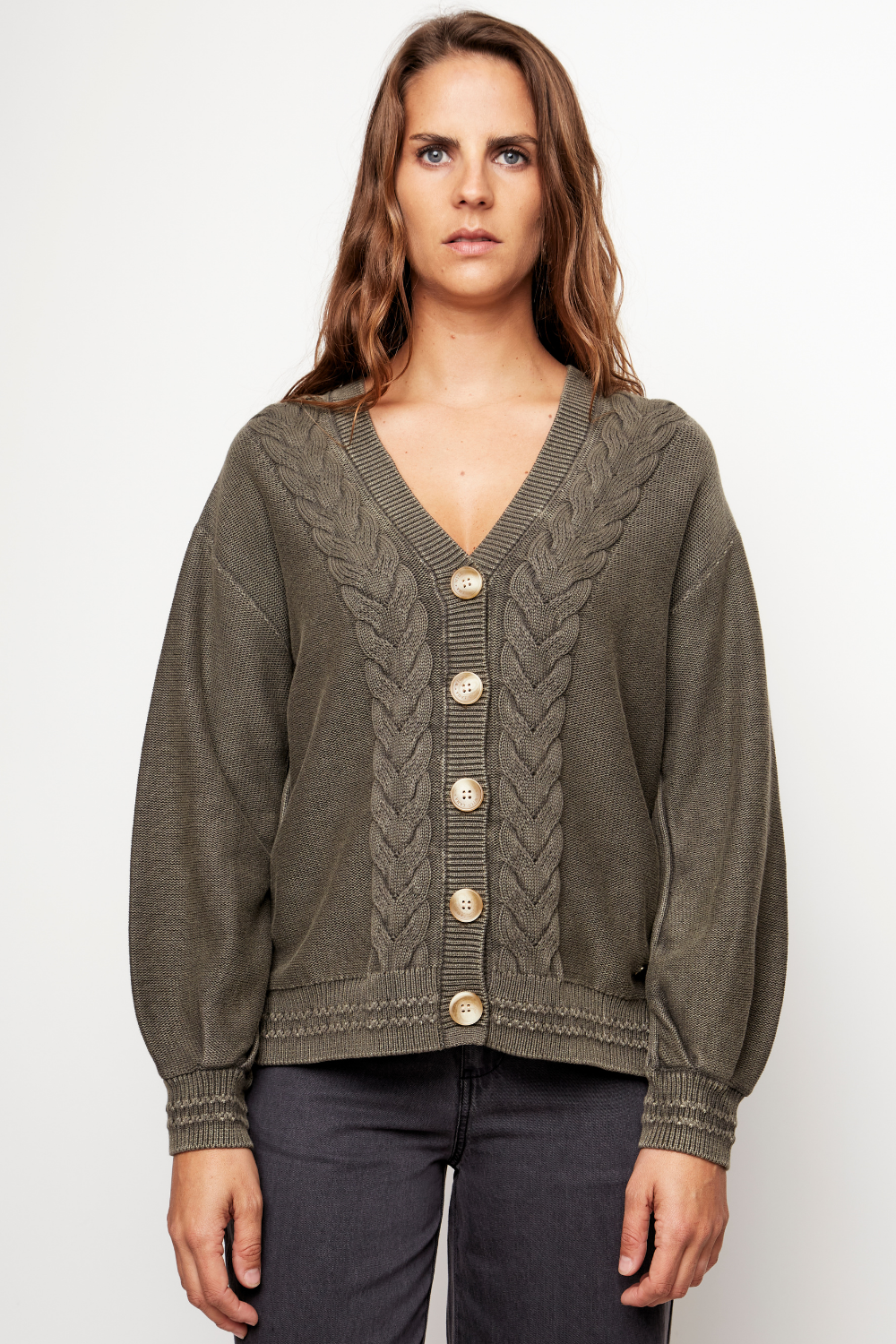 Cardigan Sani Orgánico Verde Mujer