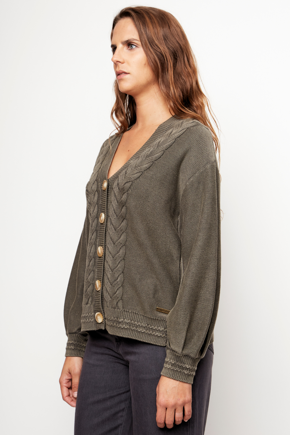Cardigan Sani Orgánico Verde Mujer