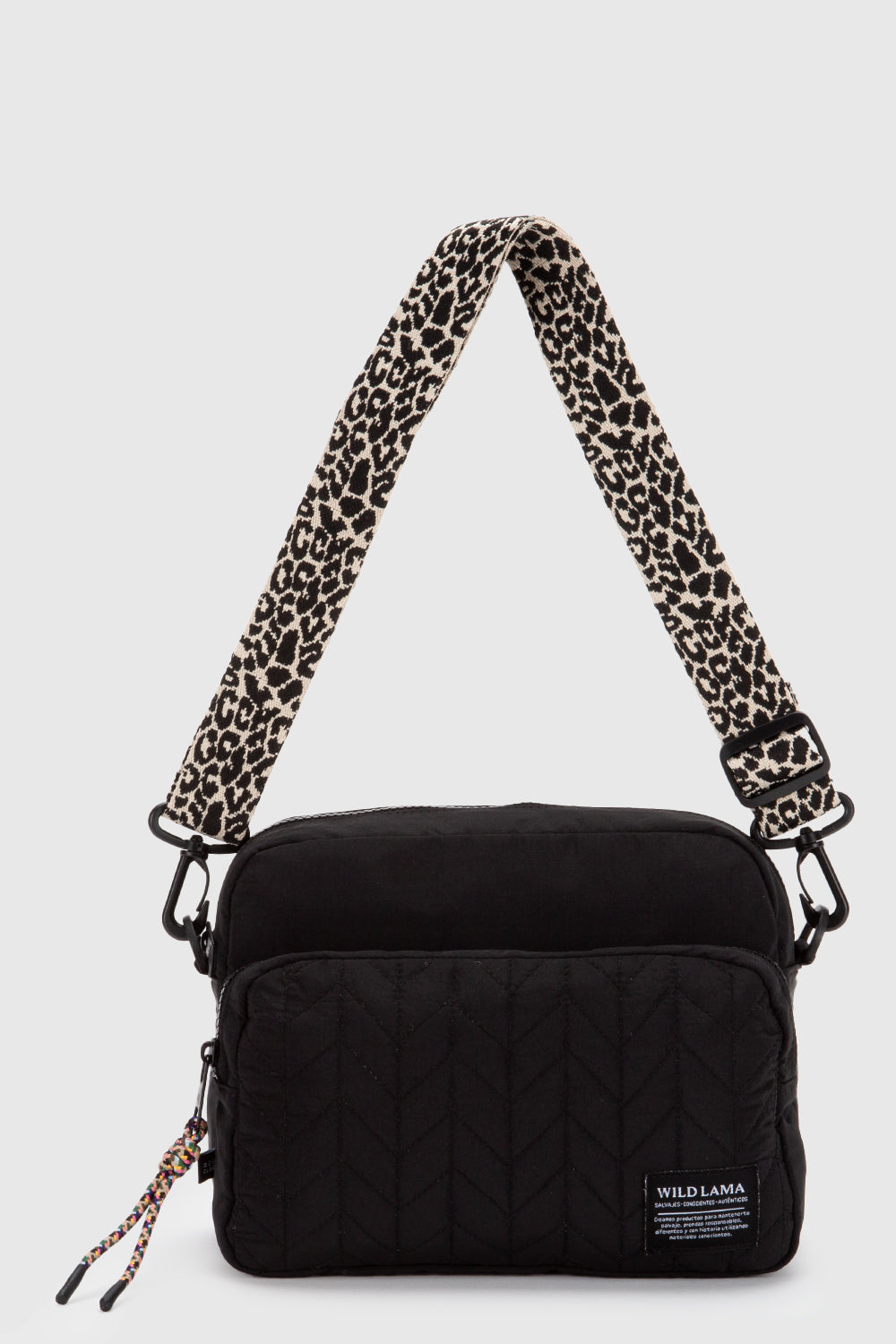 Cartera Rina Reciclada Negra Animal Print