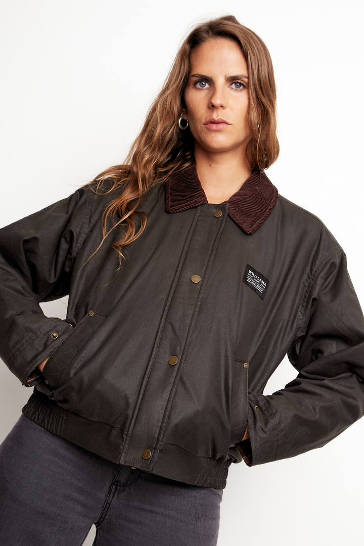 Chaqueta Wax Cala Orgánica Verde Militar Mujer