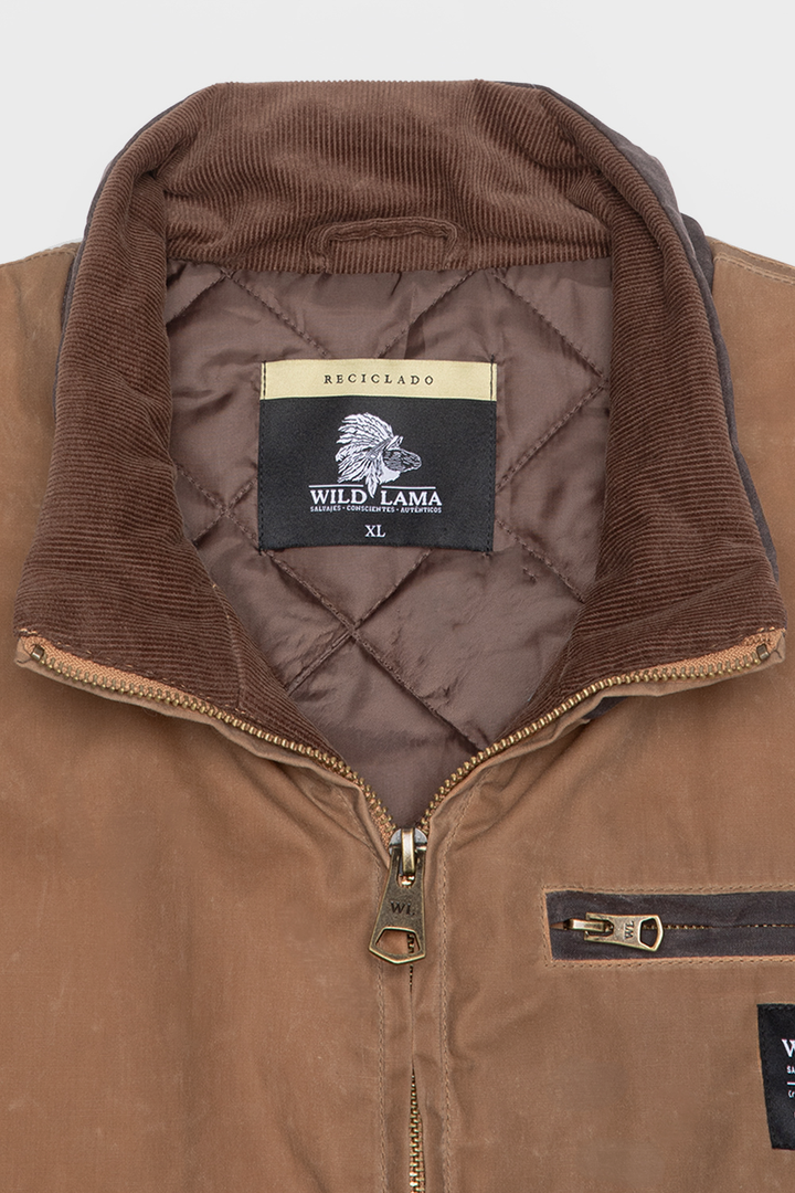 Chaqueta Sin Mangas Polko Wax Reciclada Camel Hombre