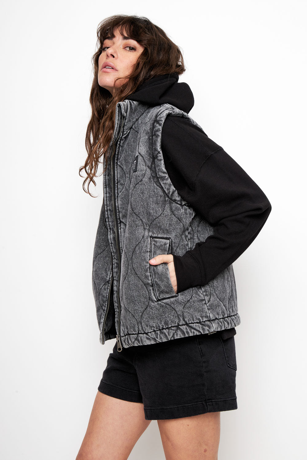 Chaqueta Roma Orgánica Denim Negra Mujer