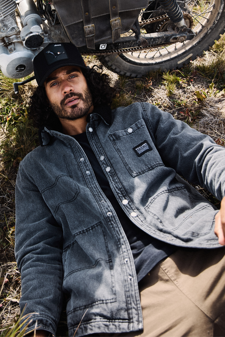 Chaqueta Ulmo Teddy Orgánica Denim Negra Hombre