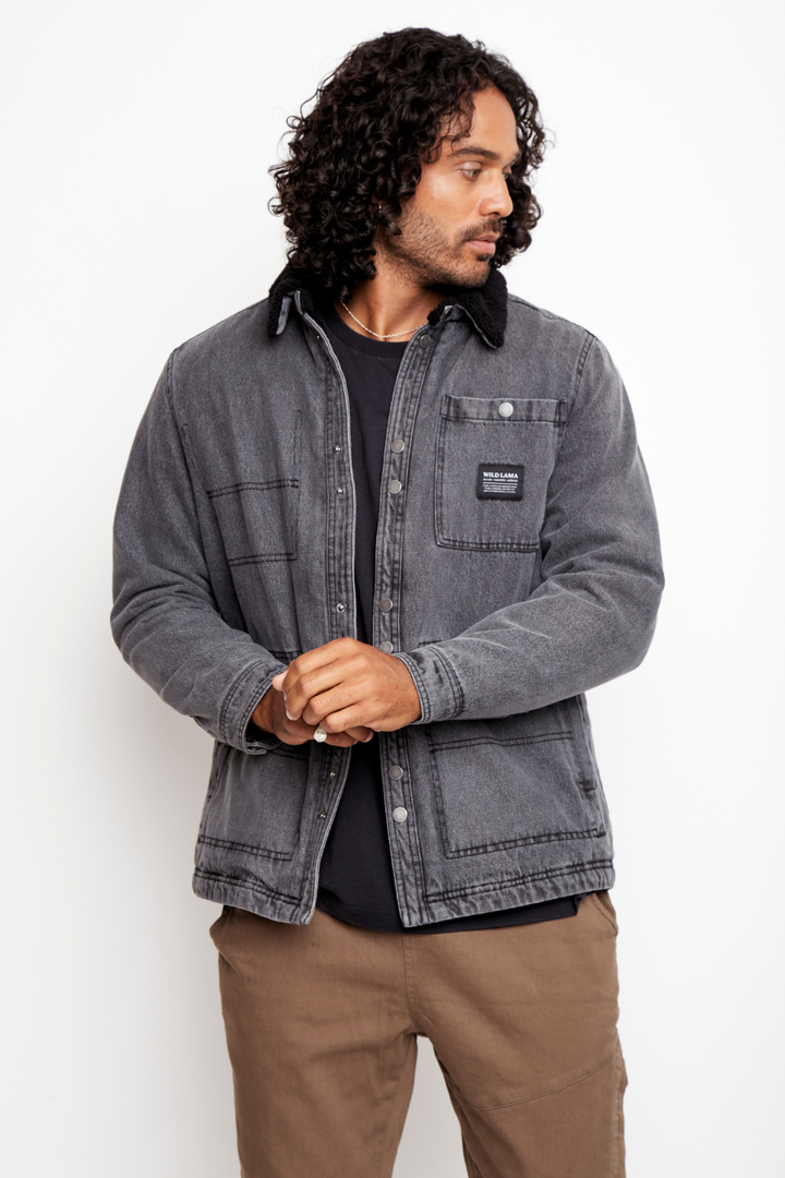 Chaqueta Ulmo Teddy Orgánica Denim Negra Hombre