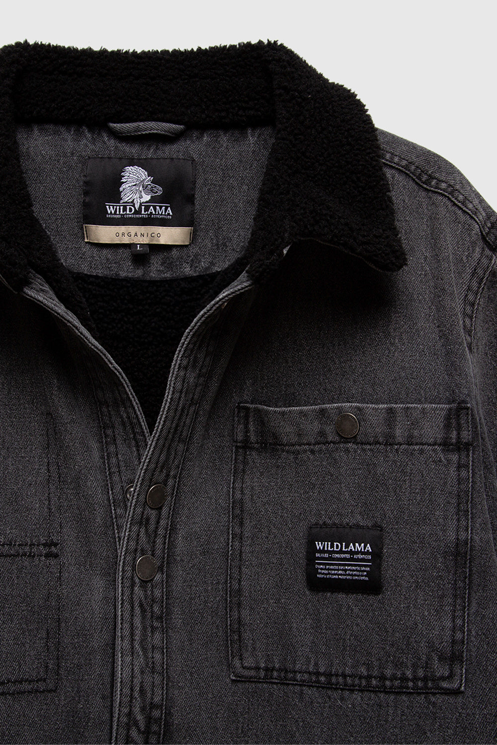 Chaqueta Ulmo Teddy Orgánica Denim Negra Hombre
