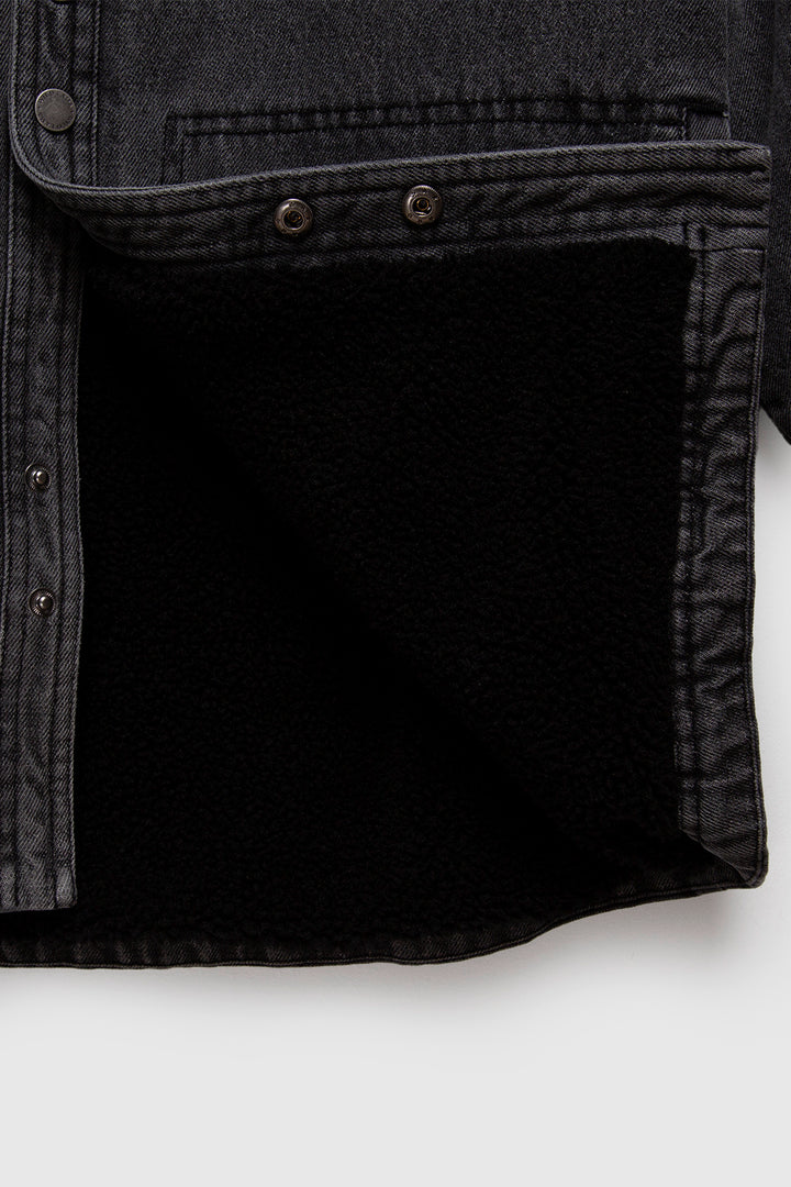 Chaqueta Ulmo Teddy Orgánica Denim Negra Hombre