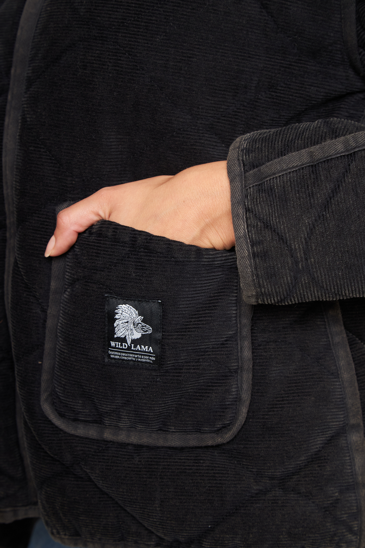 Chaqueta Vespa Corduroy Orgánica Negra Mujer