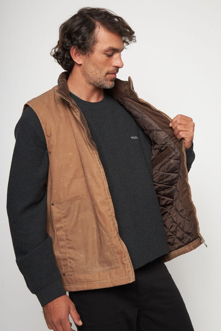 Chaqueta Sin Mangas Polko Wax Reciclada Camel Hombre