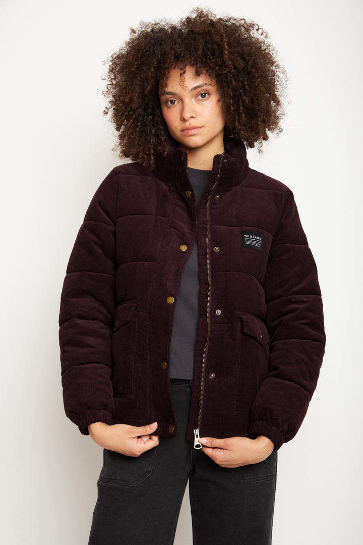 Parka Chic Puffa Orgánica Burdeo Oscuro Mujer