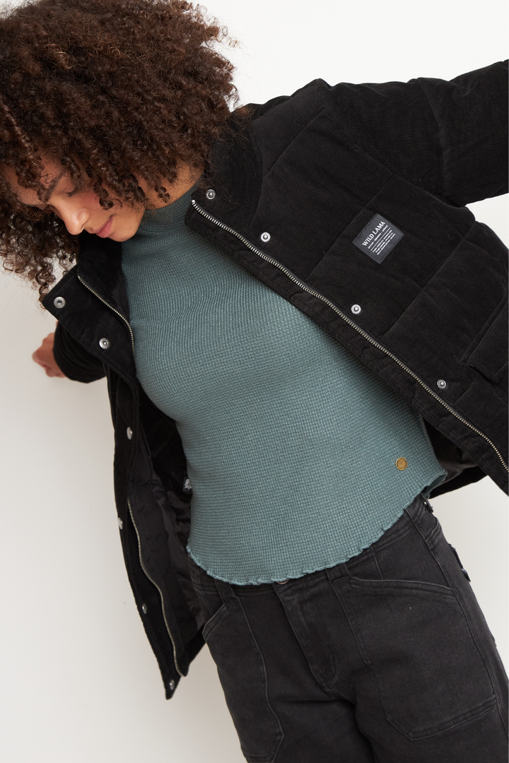 Parka Chic Puffa Orgánica Negra Mujer