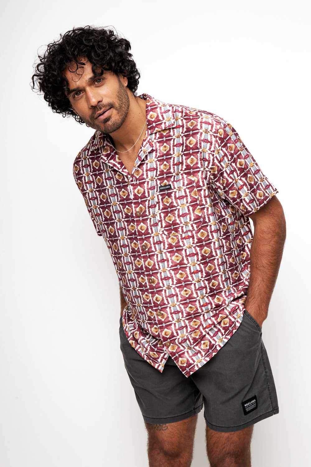 Guayabera Ecuador Burdeo Hombre