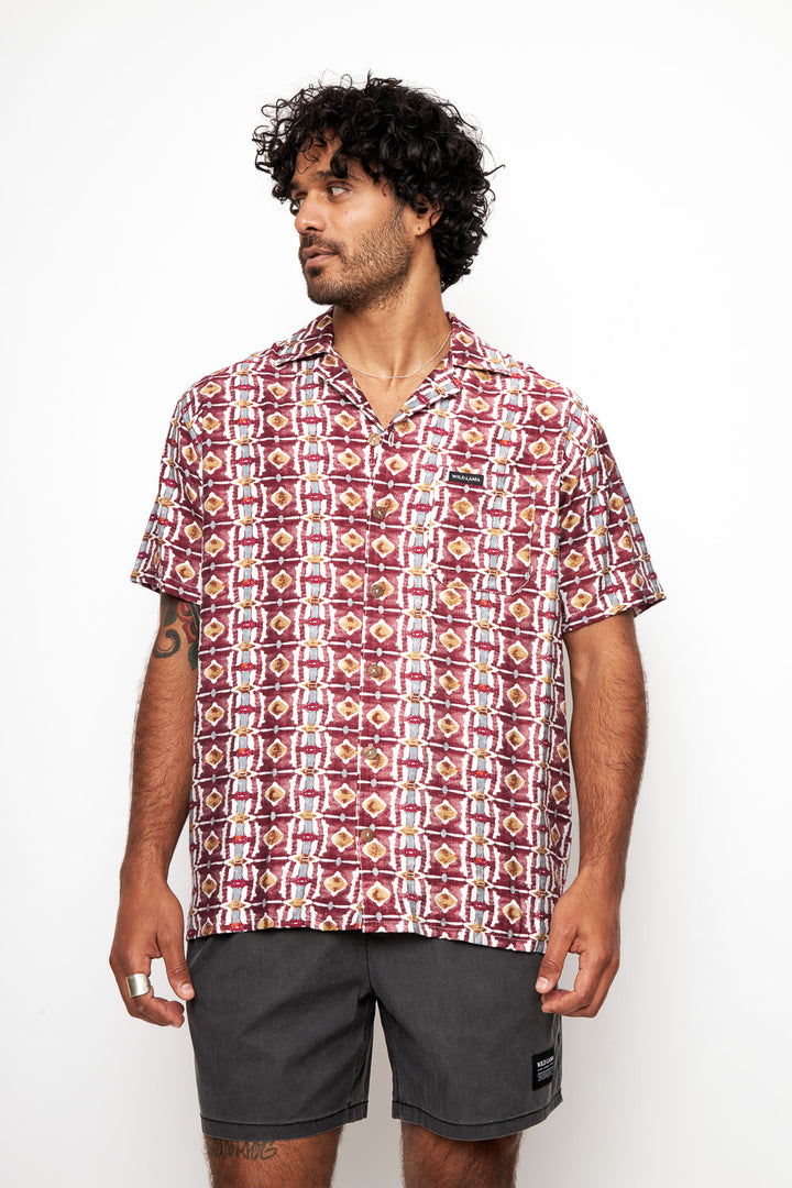 Guayabera Ecuador Burdeo Hombre