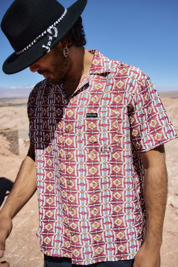 Guayabera Ecuador Burdeo Hombre