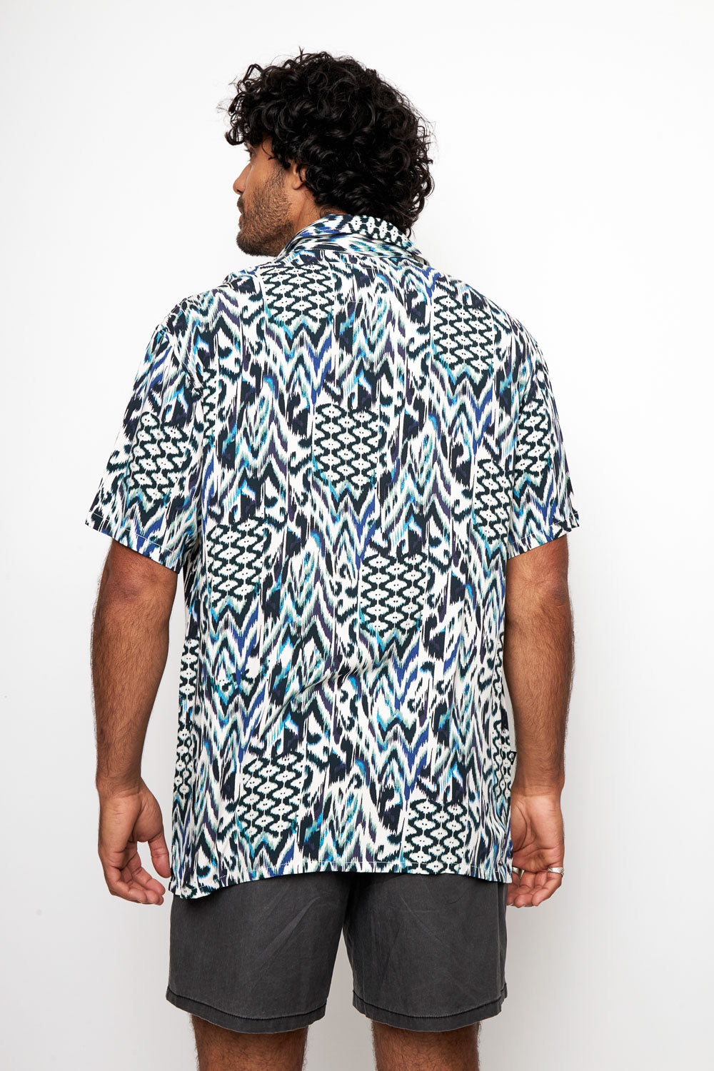 Guayabera Ecuador Print Azul Hombre