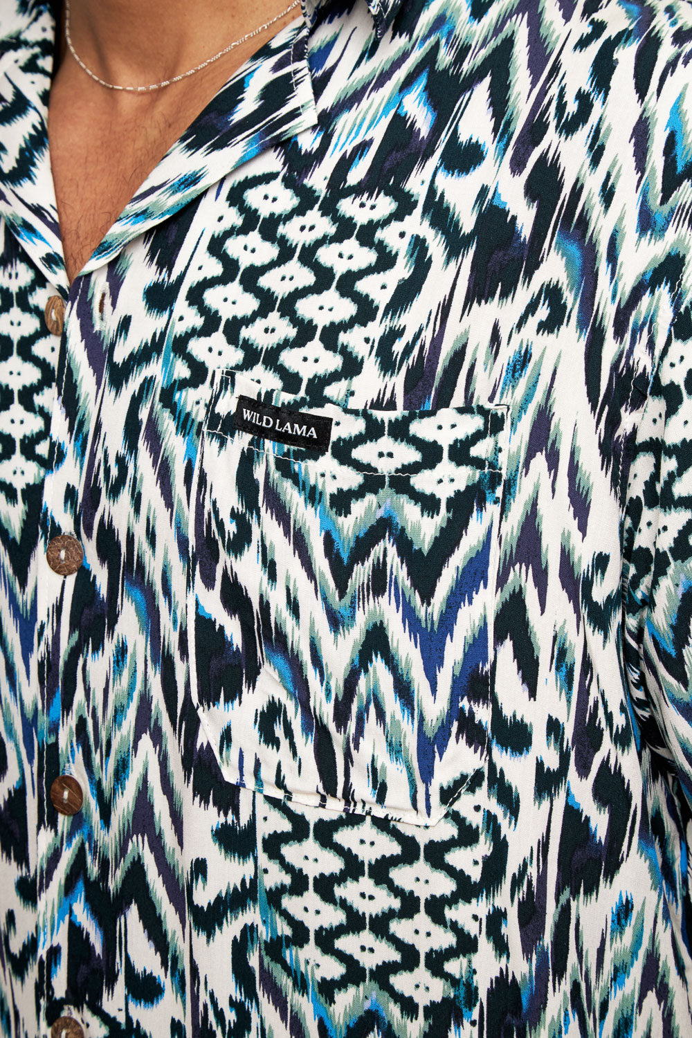 Guayabera Ecuador Print Azul Hombre