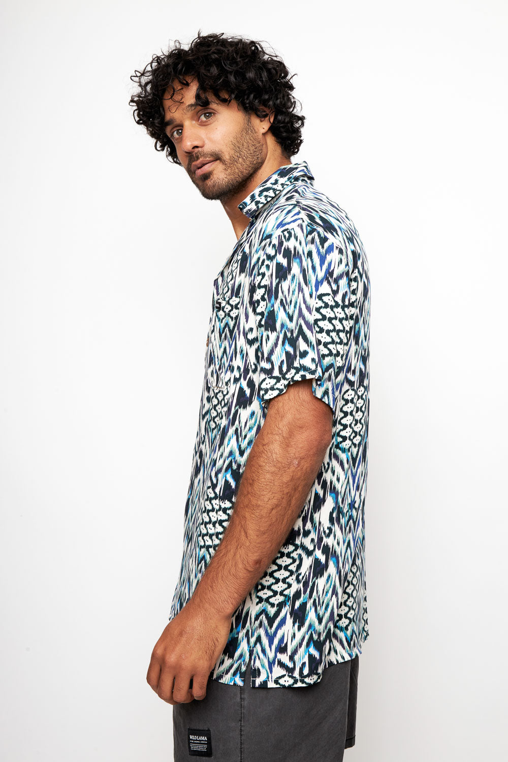 Guayabera Ecuador Print Azul Hombre