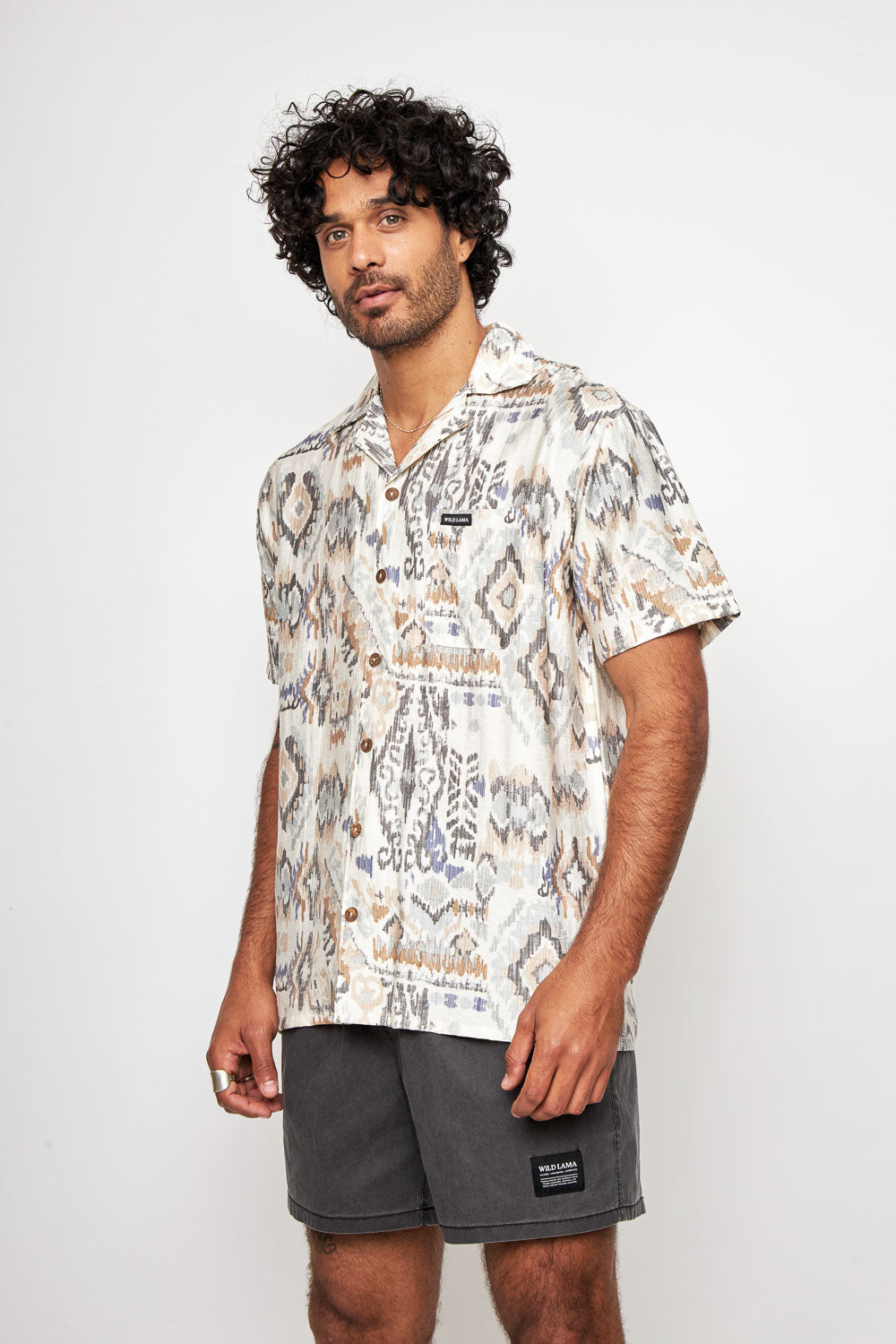 Guayabera Ecuador Print Beige Hombre